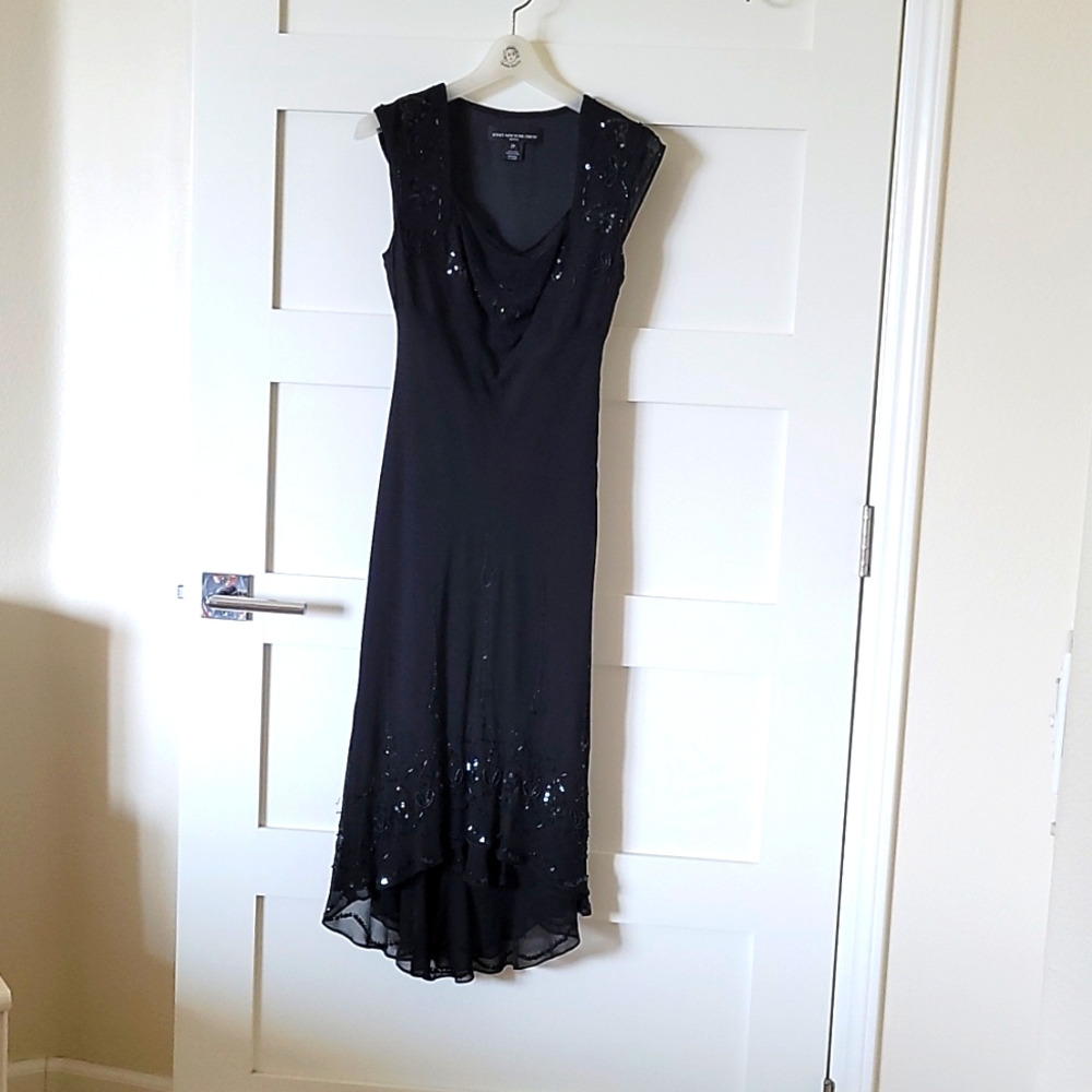 Jones New York Dress Black with Beads (2P) 100% Silk